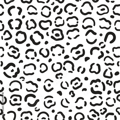 Black and white leopard spots pattern isolated on transparent background