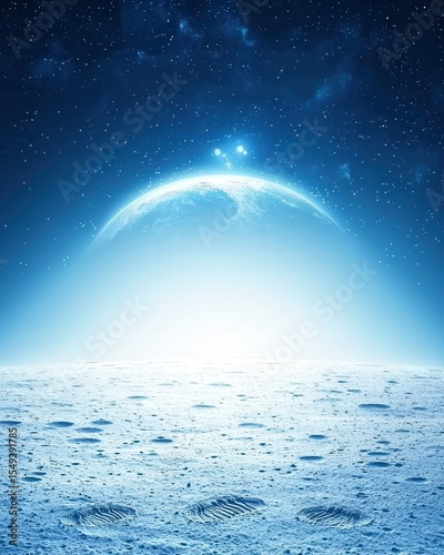 Stunning View of Earth from the Surface of a Lunar Planet Space
