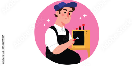 An artisan working on an electrical machine, showcasing the dedication and attention to detail involved in electrical work.