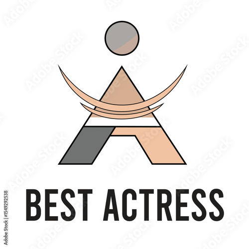 Best actress award icon, symbolizing cinematic achievement, film industry recognition, and performance excellence.