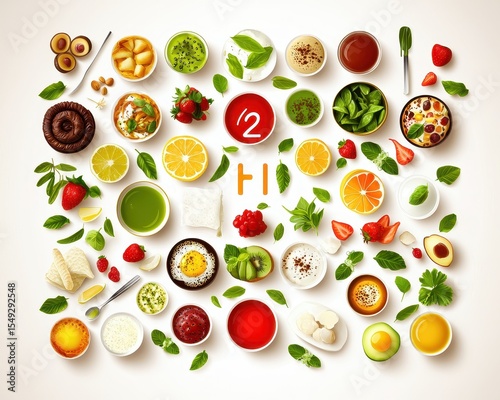 Colorful Arrangement of Natural Ingredients and Fresh Produce Display