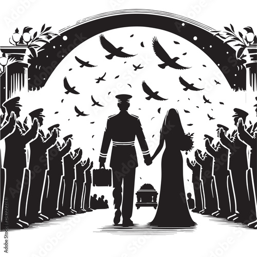 Black Farewell ceremony  Silhouette Vector, High Quality Illustration on White Background