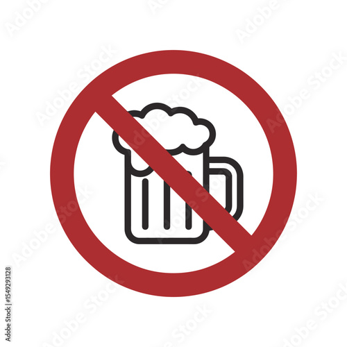 No Alcohol Sign: Beer Mug Prohibition for Designated Dry Zones