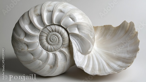 Intricate details of a nautilus shell showcasing logarithmic spiral design