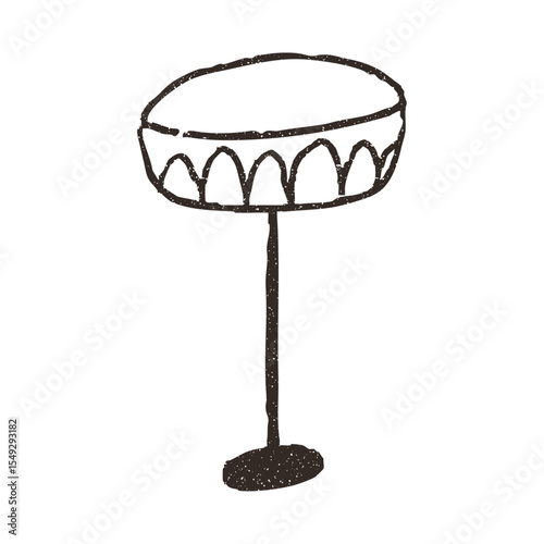Cocktail glass, vector illustration isolated on white background. Outline sketch style with grunge vintage texture. Cafe and restaurant concept.