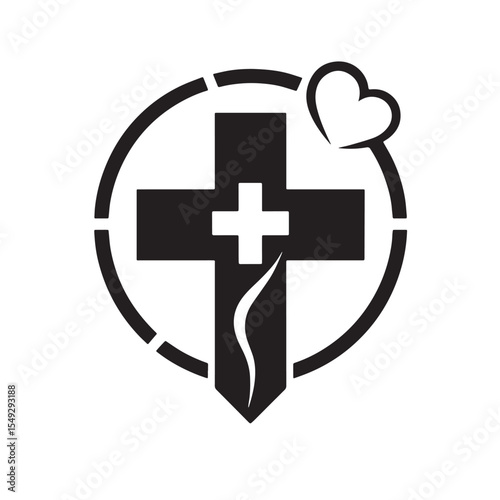 Black Fitness + health cross Silhouette Vector, High Quality Illustration on White Background