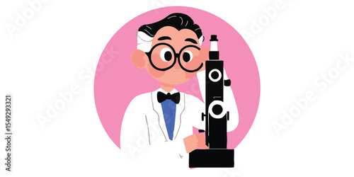 A dedicated scientist meticulously examines a specimen under a microscope, illustrating his scientific pursuits with precision.