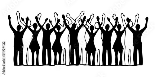 Cheering People Vector Graphic - Concert and Party Atmosphere