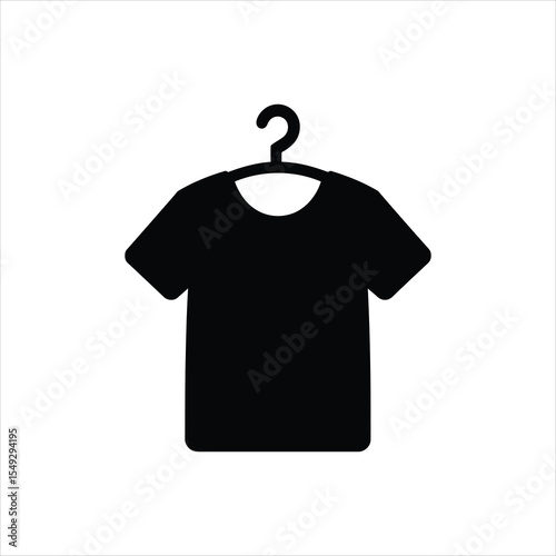 T-Shirt on Hanger Silhouette Icon – Minimalist Black Vector