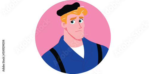 A stylish, well-dressed gentleman exudes an air of confidence and contemplation. His vibrant appearance, set against a delicate pink backdrop, accentuates the overall appeal.
