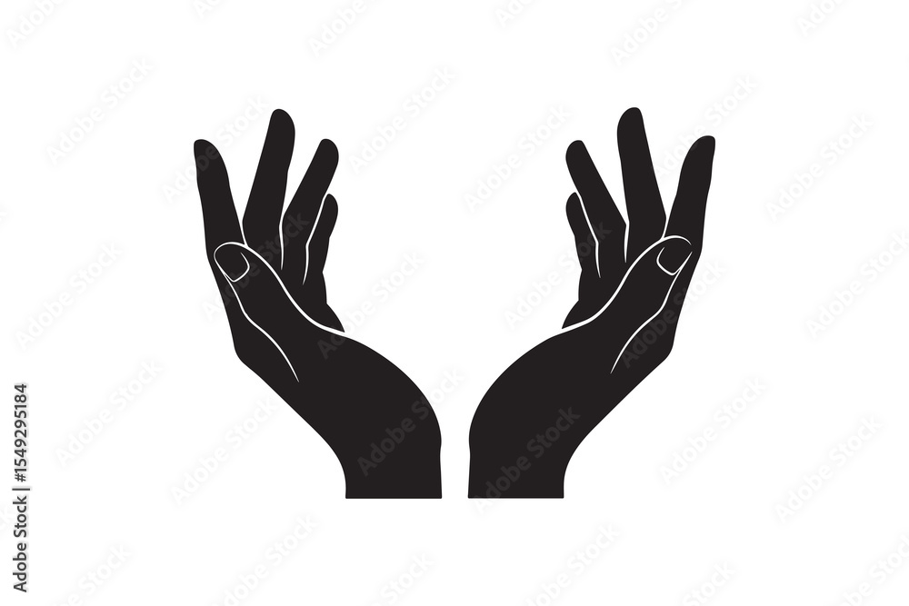 Fototapeta premium Open Hands Silhouette Illustration Raised Hands Vector Graphic