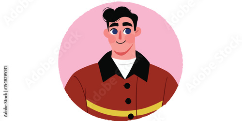 A brave firefighter, ready to serve and protect. His uniform suggests dedication and courage. Portrayed against a soft, colorful backdrop, he emanates strength and approachability.