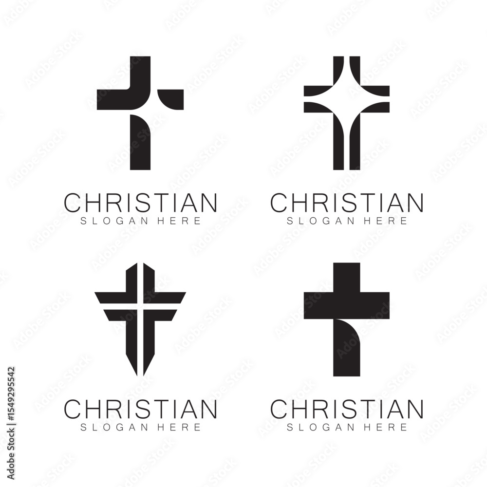 Fototapeta premium Christian Church logo creative Cross design vector