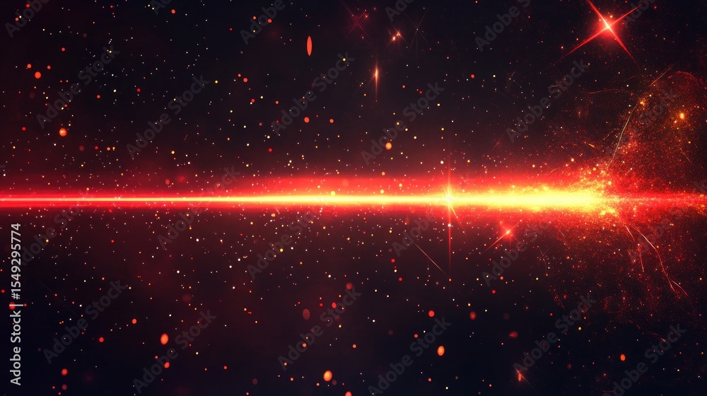 Obraz premium Abstract Red and Gold Light Streaks Against a Starry Cosmic Background