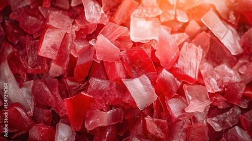 A vibrant assortment of red and white candy cubes arranged together, showcasing an eye-catching and playful display of confectionery delights and textures.