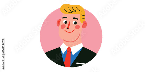 A charming illustration of a man exudes confidence and approachability, his friendly expression and neat attire conveying professionalism and trustworthiness.