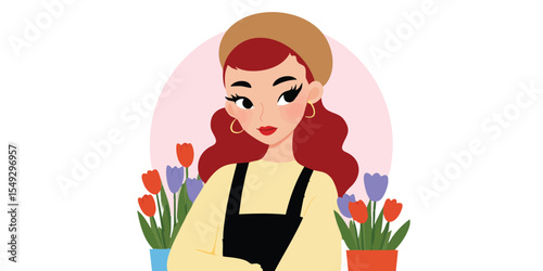 A stylish girl with auburn ...