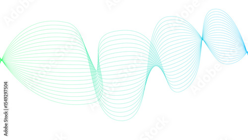  Vector curvy abstract line art wavy flowing dynamic colorful lines white background in concept music or sound, wave, wind, information flow