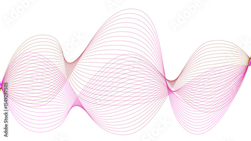 Vector curvy abstract line art wavy flowing dynamic colorful lines white background in concept music or sound, wave, wind, information flow