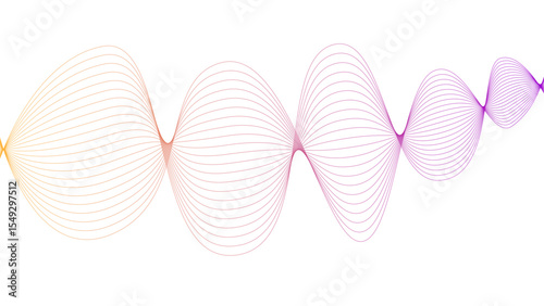  Vector curvy abstract line art wavy flowing dynamic colorful lines white background in concept music or sound, wave, wind, information flow