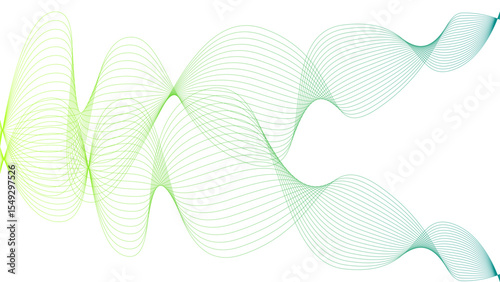  Vector curvy abstract line art wavy flowing dynamic colorful lines white background in concept music or sound, wave, wind, information flow