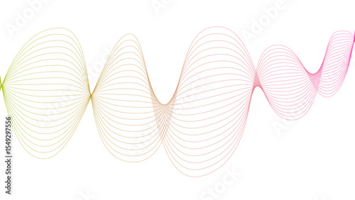  Vector curvy abstract line art wavy flowing dynamic colorful lines white background in concept music or sound, wave, wind, information flow