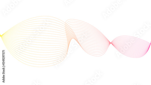  Vector curvy abstract line art wavy flowing dynamic colorful lines white background in concept music or sound, wave, wind, information flow
