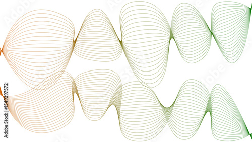  Vector curvy abstract line art wavy flowing dynamic colorful lines white background in concept music or sound, wave, wind, information flow