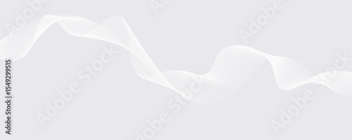 Futuristic Abstract glowing wave lines on white background. Dynamic wave pattern. Suit for poster, banner, brochure, cover, website, flyer. Vector illustration