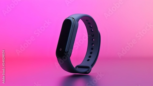 black smart fitness band on soft purple gradient – modern tech product showcase with futuristic minimal design