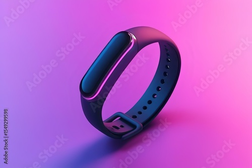 black smart fitness band on soft purple gradient – modern tech product showcase with futuristic minimal design