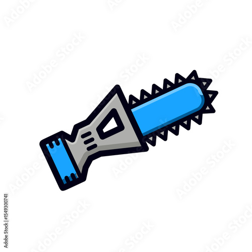 chainsaw cordless simple flat icon illustration outline color