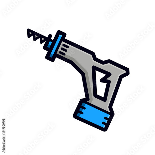 sabre saw cordless simple flat icon illustration outline color