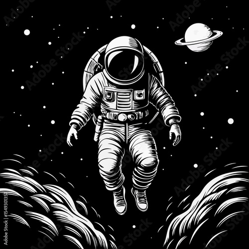 An astronaut drifting in space is rescued by a space shuttle orbiting Earth.
