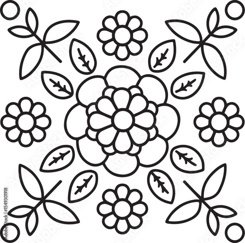 Boho Floral Coloring Pages Bold and Easy