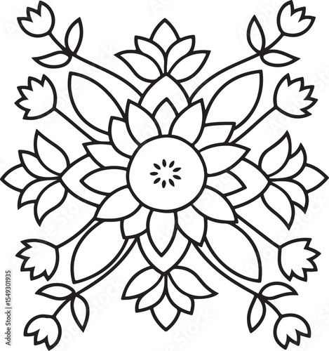 Boho Floral Coloring Pages Bold and Easy