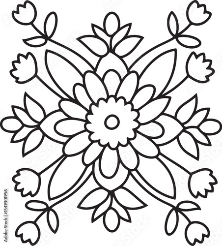 Boho Floral Coloring Pages Bold and Easy