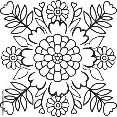 Boho Floral Coloring Pages Bold and Easy
