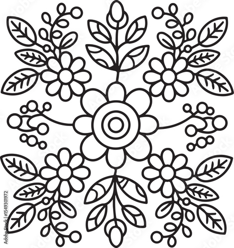 Boho Floral Coloring Pages Bold and Easy
