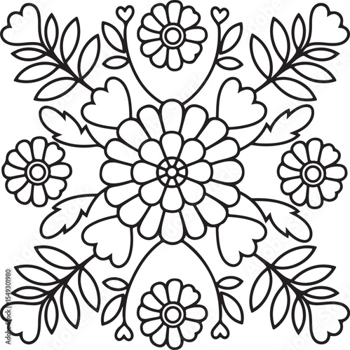 Boho Floral Coloring Pages Bold and Easy