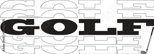 Golf lettering design with club isolated on transparent background