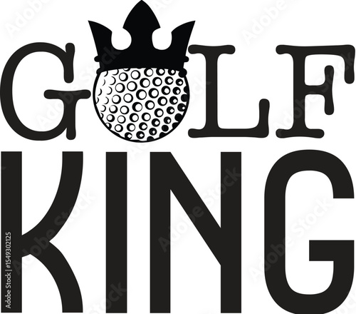Golf king design with crown isolated on transparent background