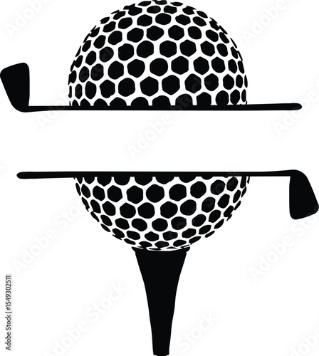 Golf ball on tee isolated on transparent background