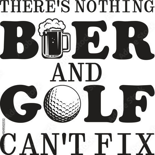 Golf and beer quote isolated on transparent background