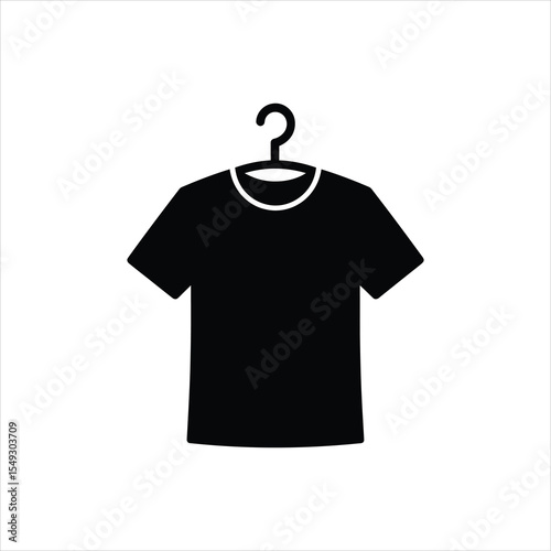 T-Shirt on Hanger Silhouette Icon – Minimalist Black Vector