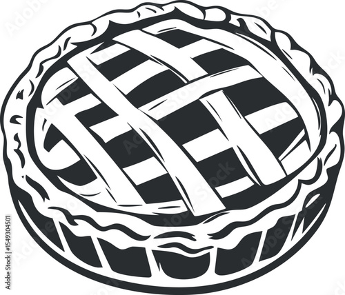 Illustration of a round lattice crust pie with a flaky baked crust, representing a classic dessert.