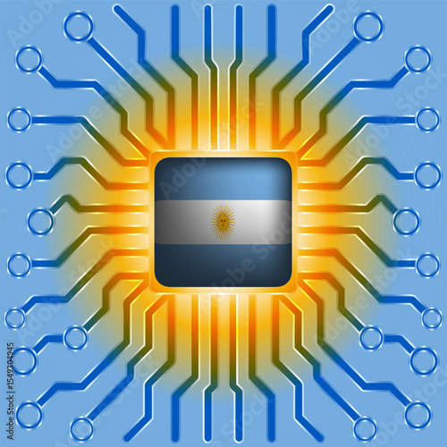 Argentinian Flag Circuit Board Chip - Argentina Technology Vector