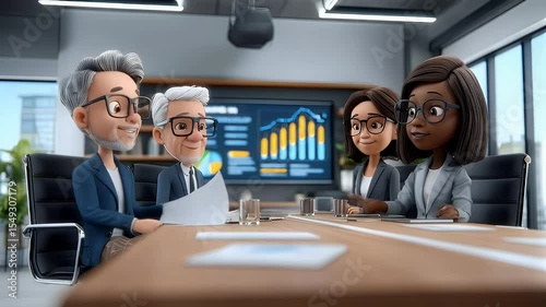 Cartoon business people meeting