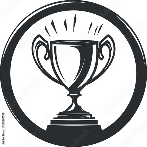 Black and white trophy cup icon representing achievement victory and success in competition and awards