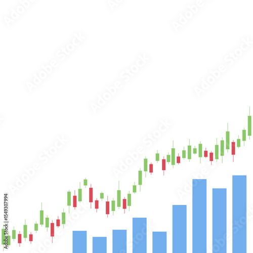 Stock market illustration on white background, flat vector illustration, square composition